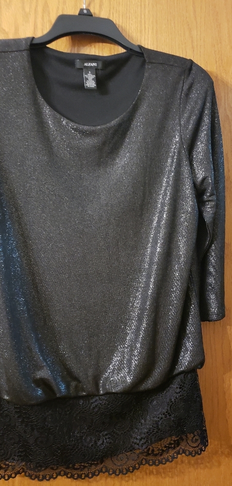 Alfani Black Blouse with Silver Shimmer